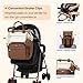 BabbleRoo Leather Diaper Bag Backpack, Multifunction Large Bags with Changing Pad & Stroller Straps & Pacifier Case, Unisex Stylish Travel Back Pack Nappy Changing Bag for Moms Dads (Coffee Cream)