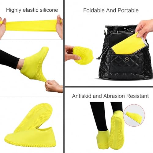 Image of Waterproof Silicone Shoe Covers, Reusable, Foldable, Non-Slip Rain Boot Protectors for Men and Women