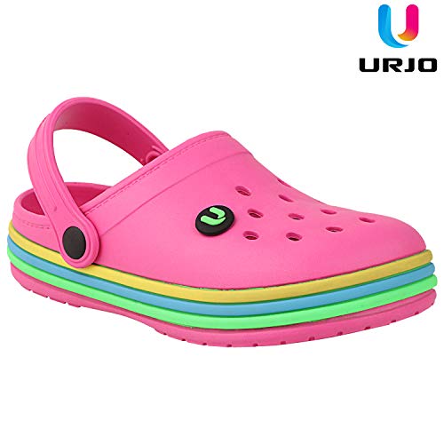 Image of URJO Rainbow Kid's Clogs /Sandals with Adjustable Back Strap Ultra Soft & Flexibility Anti Skid Comfortable Waterproof Daily Mules Clogs /Sandals Boy's & Girl's