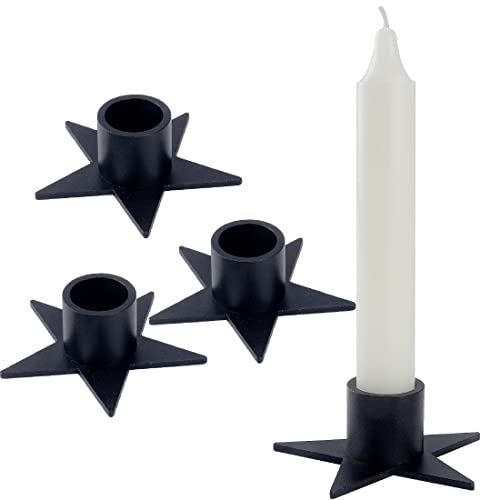 Aglary 4PCS Pentagram Black Taper Candle Holders Matte Iron Candlestick Holders Centerpieces for Home Decoration Wedding Anniversary Party Housewarming Gifts.