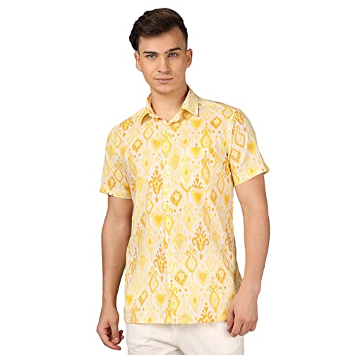 Image of by Shoppers Stop Mens Printed Cotton Slim Fit Casual Wear Kurta