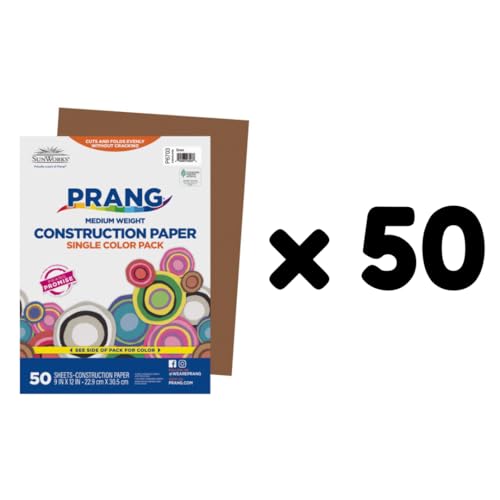 Image of Prang Construction Paper, 9 inch x 12 inch, Brown, 50 /Pack, 50 Packs | Formerly SunWorks, Class Pack, 2500 Sheets Total, P6703