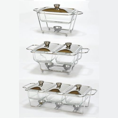XIAOYIWIN Chafing Dish 1,3 l Chafing Dishes Buffet-Set, rechteckige Buffetwärmer aus Edelstahl in voller Größe for Hochzeitspartys, Bankette und Catering(2.6L) – Bild 5