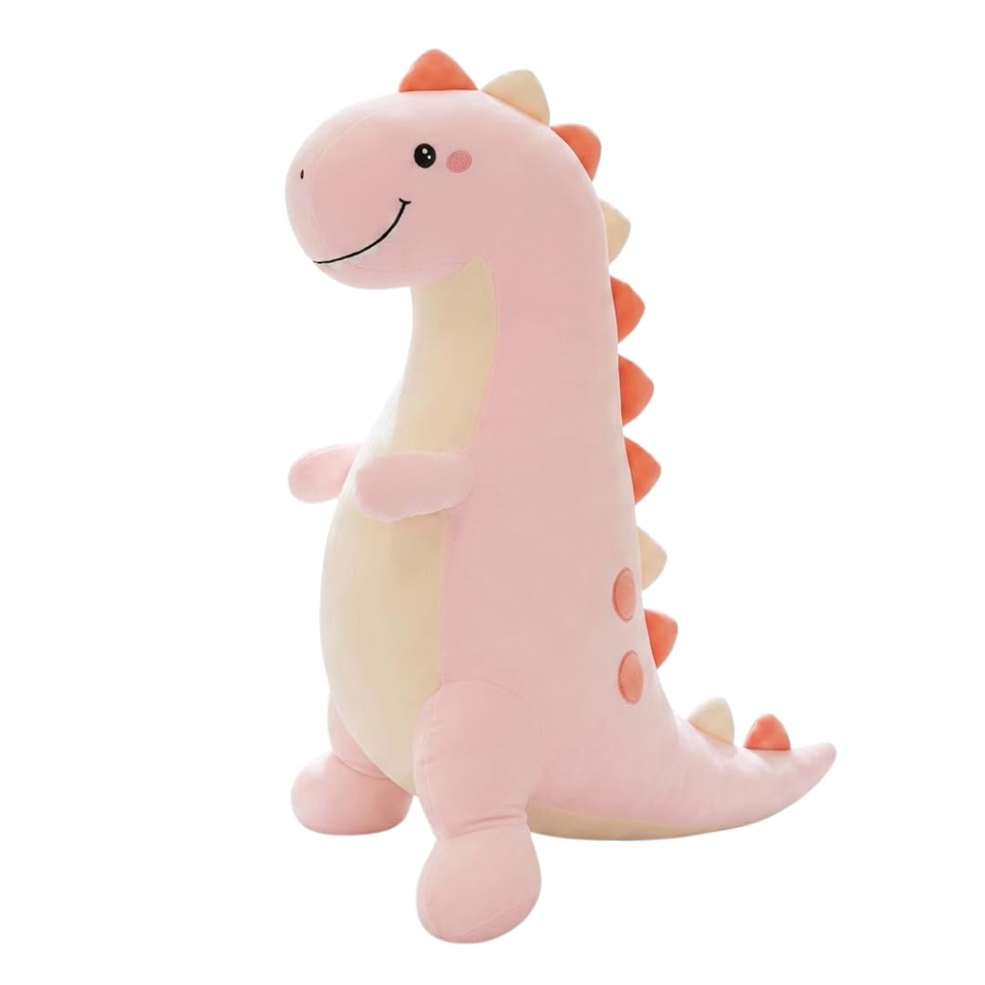 Lovable Pastel Pink Dinosaur Stuffed Animal Upright Dino Cushion Soft Bedside Hugging Toy-image-18