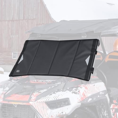Image of KEMIMOTO Thick Glass Windshield Cover Protector Large Size Easy Installation Compatible with 2014-2023 RZR XP 1000 Snow Dust Reduction 800D Waterproof Fabric 10mm EVA Foam Soft Plush Inner Lining