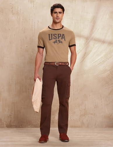 Image of U.S. Polo Assn. Denim Co. Brown Cotton Printed Regular Fit Men's T-Shirt