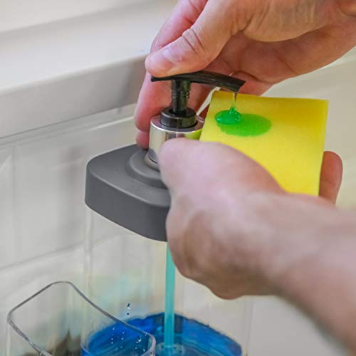 S&T INC. ST Soap Dispenser and Sponge Caddy, 22 Ounces, Matte Grey