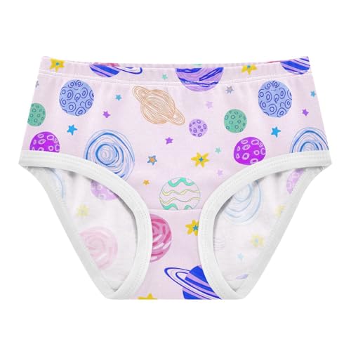 Joisal Colorful Toddler Underwear Floral 2t Cotton Girl Panties Cute Colorful Planets Stars Light Purple Kids Briefs Undies