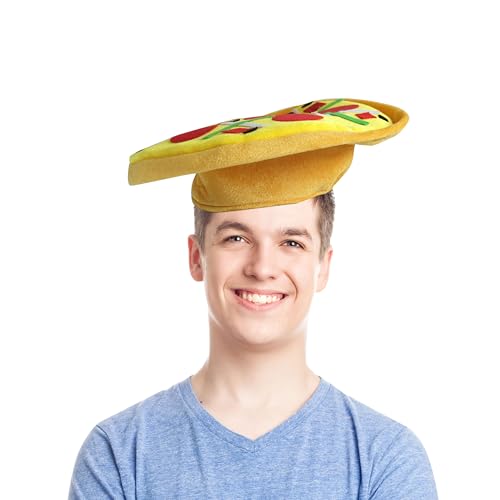 Hooin Sombrero Pizza - Original gorra italiana para fiestas con toppings de fieltro - Ajuste cómodo - Perfecto para disfraces y fiestas temáticas