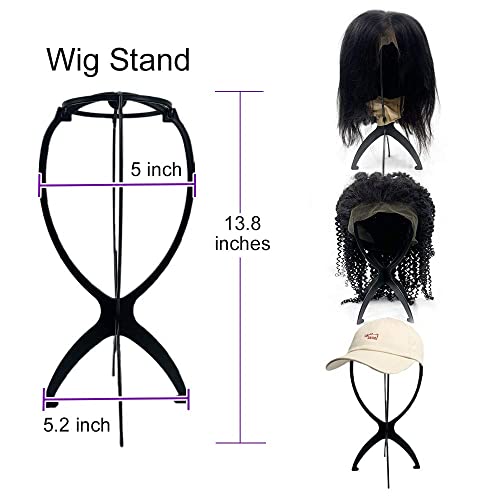 Suttie 2Pcs Wig Stand Portable Wig Stand Collapsible Wig Holder Durable Wig Display Tool Travel Wig Stand For All Wigs (Black) #TOP2