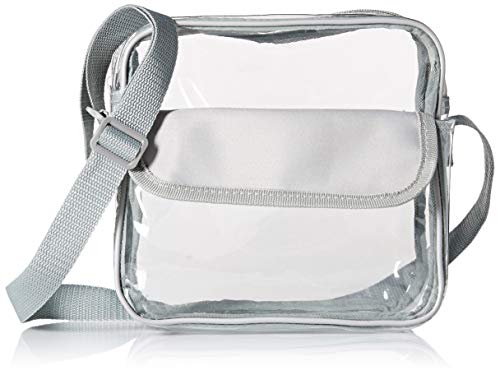Event Stadium Approved Clear Messenger Bag Clear Shoulder Bag, Gray, Size Medium