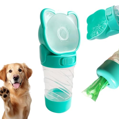 Image of Dog Water Bottle Portable,Leak Proof Puppy Water Bottle Dispenser with Food Container,Lightweight Travel Water Bowl for Dogs Outdoor Walking Travel Hiking(19 OZ,Green)