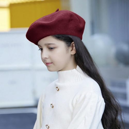 Kids Wool French Beret Hat, Classic Fashion Warm Solid Color Artist Beret Hat for Toddler Baby Girl2