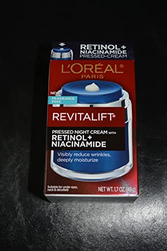 L'Oreal Paris Revitalift Pressed Night Cream with Retinol, Niacinamide, Visibly Reduce Wrinkles, Hydrate for Face, Under Eye, Neck, Chest, Dermatologist tested