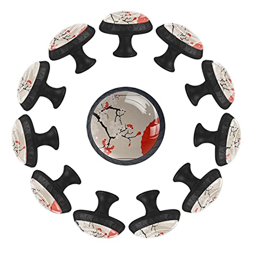 Boutons de tiroir en verre cristal pour une décoration poétique cerisier japonais 35 mm