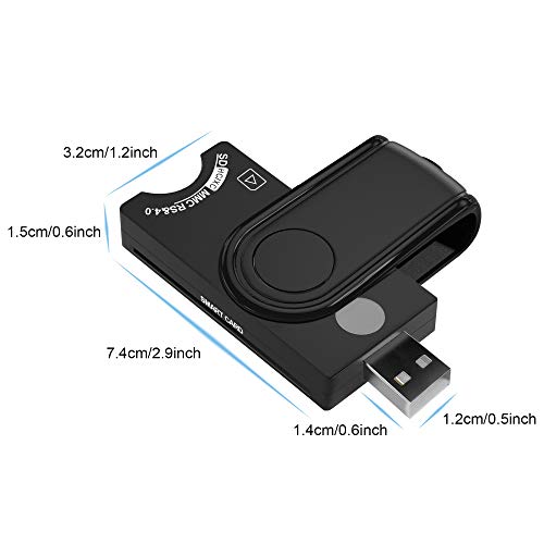 Smart Card Reader USB, Cateck DOD Military USB, CAC Card SIM Credit Memory Card Reader, SDHC/SDXC/SD & Micro SD Card Reader for SIM and MMC RS & 4.0 Applicable System Windows, Linux/Unix, MacOS X - Thumbnail 4