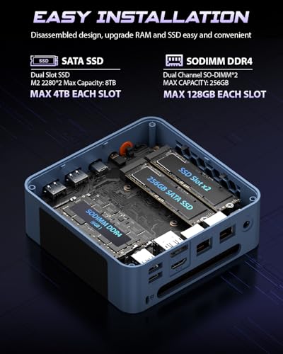 Image of BOSGAME E5 11 Pro Mini PC, AMD Ryzen 5300U 4C / 8T, 8GB DDR4 256GB M.2 2280 SSD, 2.5 GbE Dual Lan Desktop Computers, Triple Displays 4K 60Hz, Wi-Fi 5, BT 5.0, Business Home Office PC, Support Linux SSH