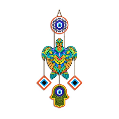 Image of Artvibes Sea Turtle Evil Eye Wall Hanging for Home Entrance | Nazar Protection MDF Wall Decor | Lucky Vastu Art for Living Room | Bedroom | Balcony | Office & Hallway | Housewarming Gift (WH 8545N)