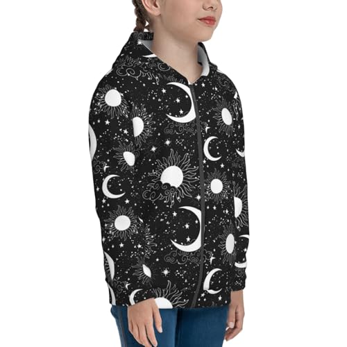 Crescent and Stars Kids Pullover Hoodies Boys Zip Up Sweatshirts Girls Athletic Clothes with Pocket4