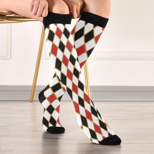 Image of Pigsaly Red White Polka Dot Womens Compression Socks Athletic Tube Sock Knee High Socks Outdoor Sport Socks