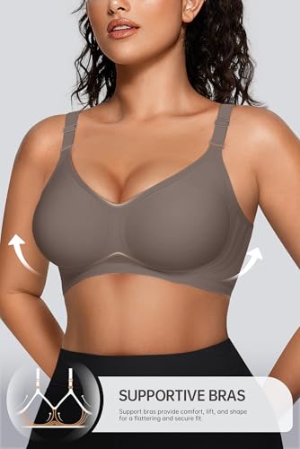 Image of OEAK Womens Comfortable Jelly Bra No Underwire Full Support Tshirt Bras