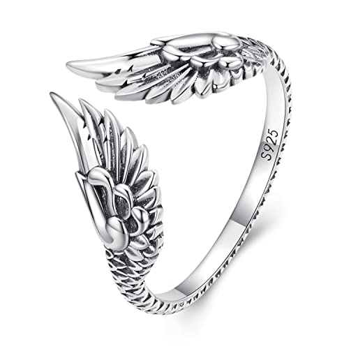 Bague ailes d'ange réglable argent remède contre l'angoisse perte maman papa