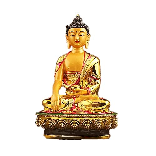Súper Grande 21 cm Chapado en Oro de Color Tibetano Tranic Tres preciado Estatua de Buda Shakyamuni estatuilla decoración de colocación