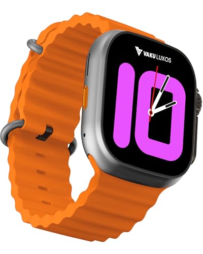 Image of Vaku Luxos Advanced Bluetooth Calling Smartwatch with 1.99 inch HD Display Heart Rate & ECG Monitor, Unlimited Watch Faces 10+ Sports Modes, Sleep Tracker, Silicone Strap- Orange