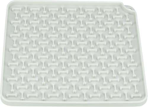 TRIXIE Lick'n'Snack Matte - praktische Hundeschleckmatte aus Silikon zum langsamen Füttern - 20 × 20 cm dunkelgrau, Slow-Feeder Hunde Leckmatte - 34983