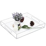 Clear Acrylic Serving Tray with Handles, Unitystar Spill Proof Clear Coffee Table Tray Organizer for...