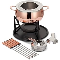 Cacerola Para Fondue De Queso OS Oak & Steel ENGLAND Kit de Fondue de Lujo en Oro Rosa - 10 Piezas de Acero Inoxidable, Noches Especiales y Celebraciones en Familia