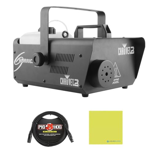 Chauvet H1600 Hurricane 1600 Lightweight High Output Fog Machine Bundle w/Pig Hog PHDMX10 Lighting Cable and Liquid Audio Polishing Cloth