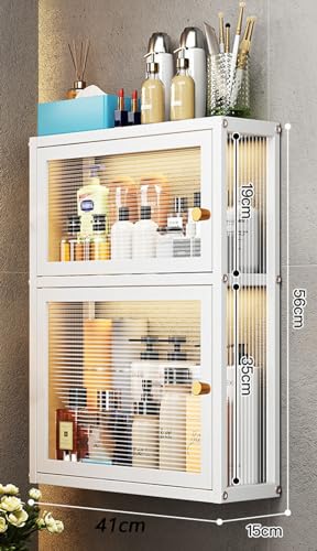 Armoire murale moderne avec porte en verre, solution de rangement peu encombrante pour salle de bain, bureau, salle à manger, salon, cuisine
