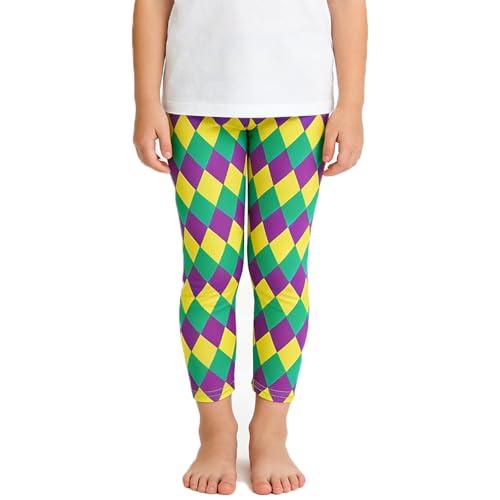 PRCSEE Mardi Gras Toddler Girl Leggings Pants Ruffle Bell Bottoms Leopard Print Pant 6-7Y