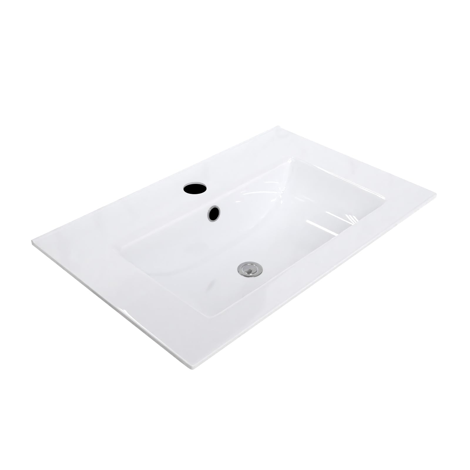 600mm x 400mm Modern White Slim Ceramic Inset Basin