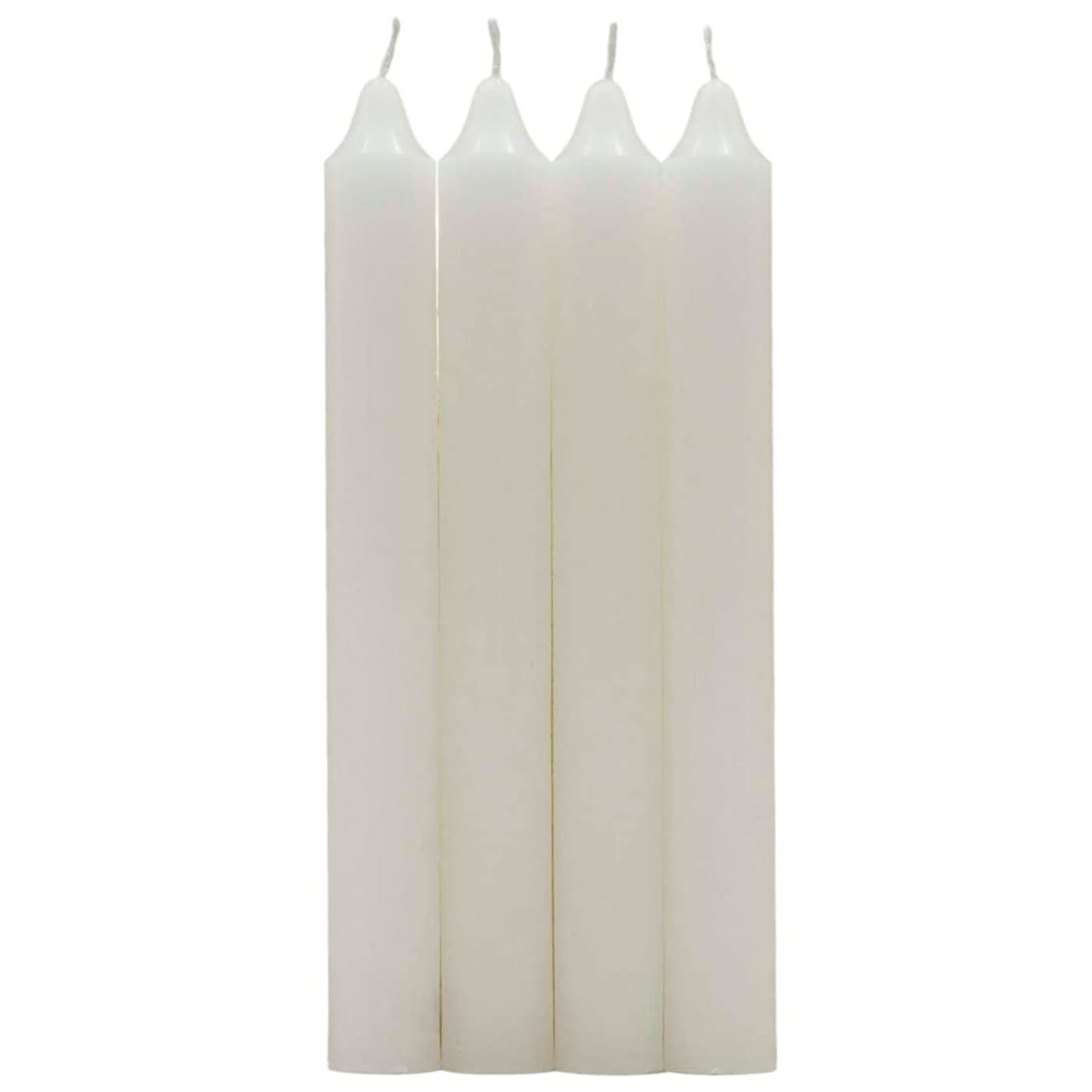Acan Tradineur - Pack de 4 Velas alargadas, Velas de Mesa cilíndricas, parafina y Mecha de algodón, sin Perfume, rituales y Ceremonias (Blanco, 17 cm)