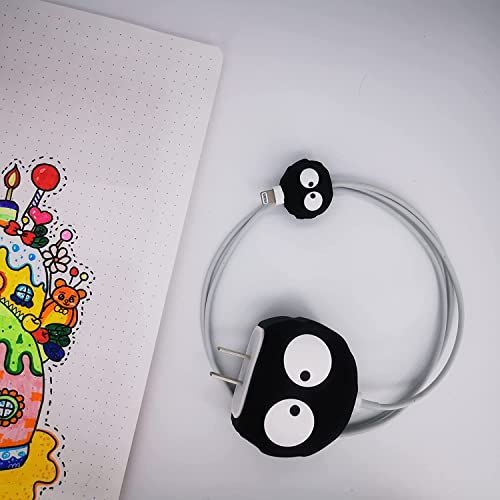 Image of Meyaar Silicone Protective Case for Apple 20W & 18W iPhone USB-C Power Adapter Charger and for USB Lightning Cable, 3D Cartoon Case for iPhone Charger 18W /20W Only (Funny Bhoot (Black))