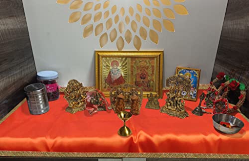 Image of Pooja Clothe for Mandir || Pooja Clothe for Multi Purpose Use || Pooja Cloth (Pink&Orange)