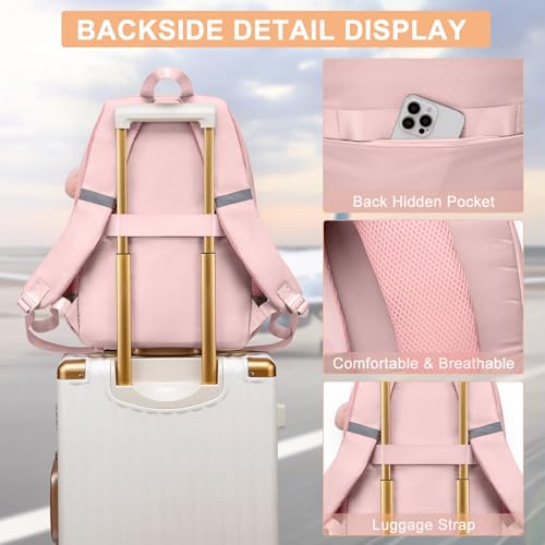 Image of School Backpack for Teen Girls, Cute College Backpacks for Kids Students | Bookbag Fit 15.6 Inch Laptop Bag, Primary Middle School Backpacks, Pink