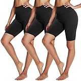 3 Pack Biker Shorts for Women – 8' Black High Waisted Tummy Control for Gym Workout Athletic Cheerleading Yoga