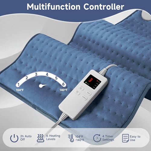 Image of Heating Pad for Back Neck Shoulder, Heating Pads for Period Cramps Relief, Christma s, Father, Mother Gifts for Women, Men, Dad, Mom, Soft & Rapid Heat Large Size 17 inchx33 inch