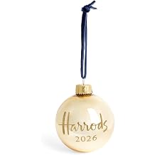 Harrods Glass Gold Tone, Velvet Loop Christmas Bauble 2026