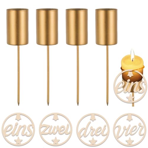 Kerzen mit Zahlen 1-4 21 Romadedi Kerzenhalter Adventskranz, 4er Set Advent Kerzenständer und...