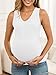 FMEYOA Maternity Shirt Summer Slim Fitting V Neck Sleeveless Tank Tops Pregnancy Clothes White S