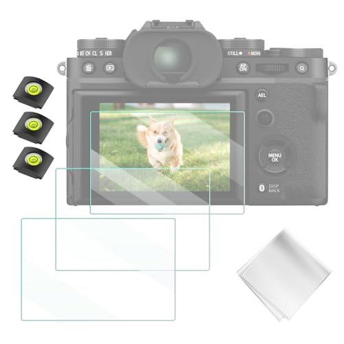 K&F Concept 3 PCS Screen Protector for Fujifilm X-T5 & Hot Shoe Spirit Level, 9H Hardness Scratch Resistant Glass Bubble-Free