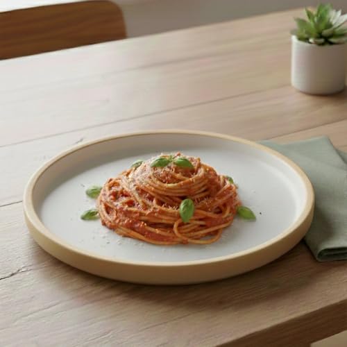 Image of BLACKCARROT Ceramic Dinner Plates Set, 6 Pieces, Beije White | Ceramic Plates Set | Glossy Finish Plate Set | Dinner Plates | Set of 6 Plates for Dinner