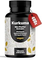 Kurkuma Kapseln Hochdosiert - 400 Kapseln (13 Monate) mit 700mg mit Curcumin & Piperin - vegan und mit Liebe aus Deutschland - Curcuma Kapseln - Laborgeprüft