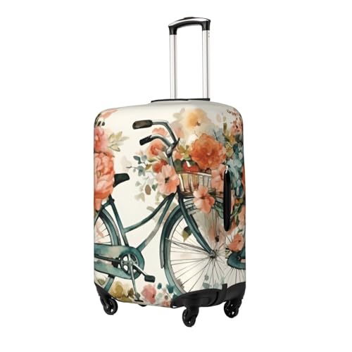Flowers Basket Bicycle Travel Luggage Cover Fits 18-32 Inch Luggage, Elastic Suitcase Cover Protector with Concealed Zipper for Wheeled Suitcase Tsa Approved2
