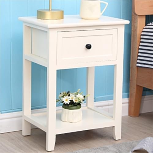 HJYBFA Mesita de noche estrecha, mesa auxiliar de sofá, mesitas de noche de madera, mesa auxiliar moderna para dormitorio, sala de estar, hotel, espacio pequeño (blanco)