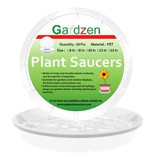 Gardzen Heavy Duty Clear Plastic Plant Saucers, Flower Pot Tray - Excellent